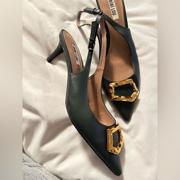 ANTHROPOLOGIE BIBI LOU BARR HEELS GREEN - Picture 3 of 3